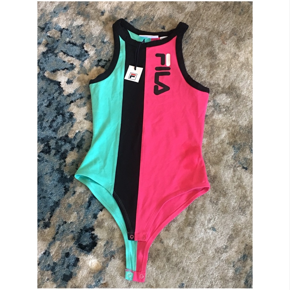 NWT Fila mint/navy/pink bodysuit w/ snaps XS
